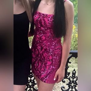 Pink sequin homecoming dress
